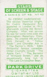 1935 Gallaher Stars of Screen & Stage #42 Sir Cedric Hardwicke Back
