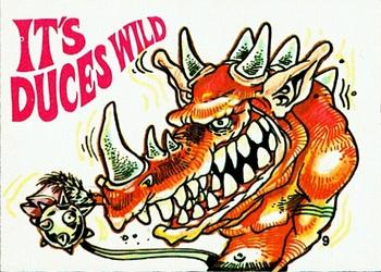 1970 Scanlens Fiends and Machines Stickers #9 It's Duces Wild Front