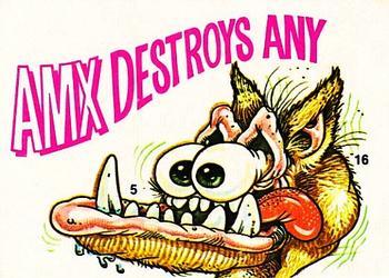 1970 Scanlens Fiends and Machines Stickers #16 AMX Destroys Any Front
