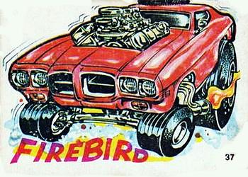 1970 Scanlens Fiends and Machines Stickers #37 Firebird Front