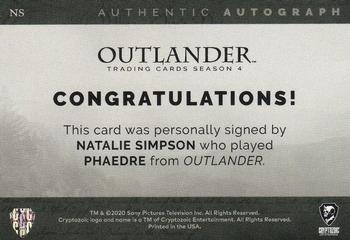 2020 Cryptozoic Outlander Season 4 - Autographs #NS Natalie Simpson as Phaedre Back