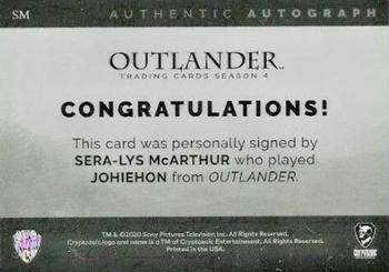 2020 Cryptozoic Outlander Season 4 - Autographs #SM Sera-Lys McArthur as Johiehon Back