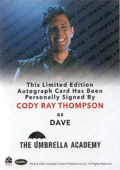 2020 Rittenhouse The Umbrella Academy Season One - Autographs #NNO Cody Ray Thompson Back