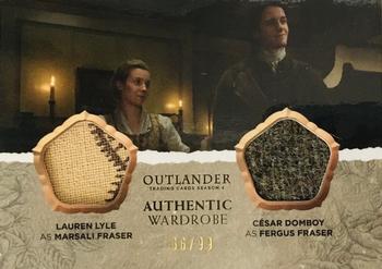 2020 Cryptozoic Outlander Season 4 - Wardrobe Dual #DM05 Lauren Lyle as Marsali Fraser / César Domboy as Fergus Fraser Front