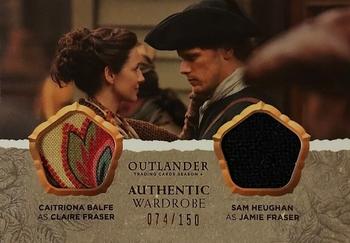 2020 Cryptozoic Outlander Season 4 - Wardrobe Dual #DM09 Caitriona Balfe as Claire Fraser / Sam Heughan as Jamie Fraser Front