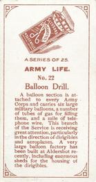 1914 Wills's Scissors Cigarettes Army Life #22 Baloon Drill Back