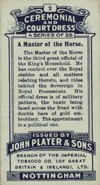 1911 Player's Ceremonial and Court Dress #2 A Master of the Horse Back