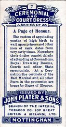1911 Player's Ceremonial and Court Dress #7 A Page of Honour Back