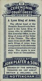 1911 Player's Ceremonial and Court Dress #19 A Lyon King of Arms Back