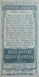 1911 Salmon & Gluckstein Coronation Series #1 The King Back