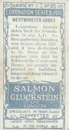 1911 Salmon & Gluckstein Coronation Series #3 Westminster Abbey Back