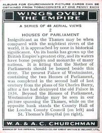 1939 Churchman's Wings Over the Empire #2 Houses of Parliament Back