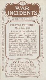 1915 Wills's War Incidents (First Series) #41 Pirates punished Back