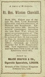 1916 Major Drapkin & Co. Celebrities of the Great War #NNO Winston Churchill Back