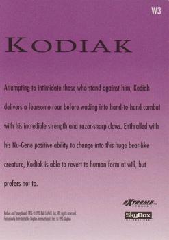 1995 SkyBox Youngblood - Wiggles #W3 Kodiak Back