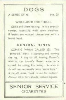 1939 Senior Service Dogs #25 Wire-Haired Fox Terrier Back