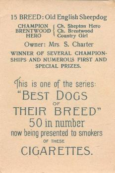 1913 British American Tobacco Best Dogs of their Breed #15 Old English Sheepdog Back