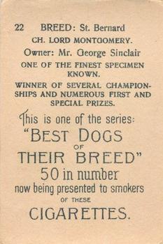 1913 British American Tobacco Best Dogs of their Breed #22 St. Bernard Back