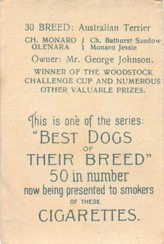1913 British American Tobacco Best Dogs of their Breed #30 Australian Terrier Back