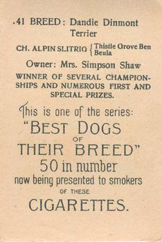 1913 British American Tobacco Best Dogs of their Breed #41 Dandie Dinmont Terrier Back