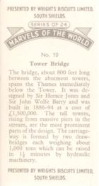 1954 Wright's Biscuits Marvels of the World #10 Tower Bridge Back