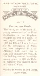 1954 Wright's Biscuits Marvels of the World #15 Caernarvon Castle Back