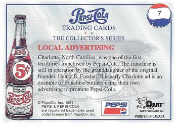 1994 Dart Pepsi-Cola Collector's Series 1 #7 Local Advertising Back