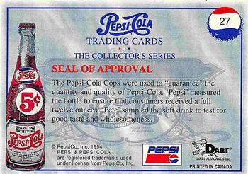 1994 Dart Pepsi-Cola Collector's Series 1 #27 Seal of Approval Back