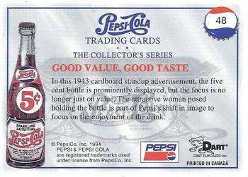 1994 Dart Pepsi-Cola Collector's Series 1 #48 Good Value, Good Taste Back