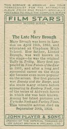 1934 Player's Film Stars Second Series #8 Mary Brough Back