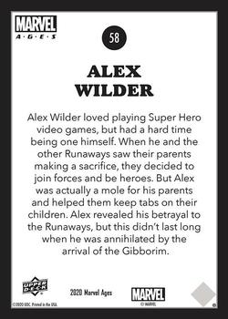 2020 Upper Deck Marvel Ages #58 Alex Wilder Back
