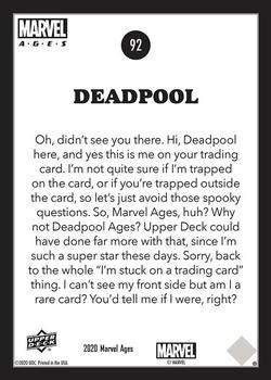 2020 Upper Deck Marvel Ages #92 Deadpool Back