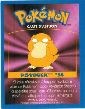 1999 Kellogg Canada Pokemon Game Tips #NNO Psyduck Back