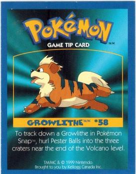 1999 Kellogg Canada Pokemon Game Tips #NNO Growlithe Front