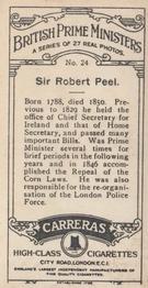 1928 Carreras British Prime Ministers #24 Sir Robert Peel Back