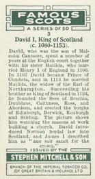 1933 Mitchell's Famous Scots #3 David I, King of Scotland Back