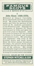 1933 Mitchell's Famous Scots #9 John Knox Back