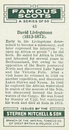1933 Mitchell's Famous Scots #43 David Livingstone Back
