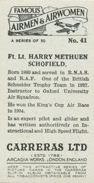 1936 Carreras Famous Airmen & Airwomen #41 Harry Methuen Schofield Back
