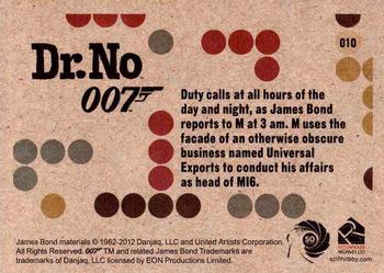 2012 Rittenhouse James Bond 50th Anniversary Series 1 - Dr. No Throwback #010 Duty calls at all hours of the day and night, Back