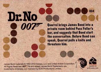 2012 Rittenhouse James Bond 50th Anniversary Series 1 - Dr. No Throwback #034 Quarrel brings James Bond into a private room Back
