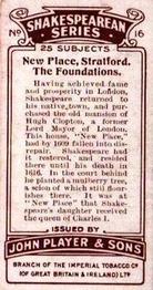 1917 Player's Shakespearean Series #16 The Foundations Back