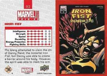2019-20 Upper Deck Marvel Annual #92 Iron Fist Back