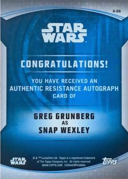 2020 Topps Chrome Star Wars Perspectives Resistance vs. the First Order - Resistance Autographs Orange #A-GG Greg Grunberg Back