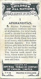 1924 Imperial Tobacco Children of All Nations (C6) #1 Afghanistan Back