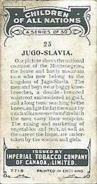 1924 Imperial Tobacco Co. of Canada (ITC) Children of All Nations (C6) #25 Jugo-Slavia Back