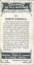1924 Imperial Tobacco Children of All Nations (C6) #31 North America Back