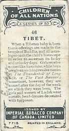 1924 Imperial Tobacco Children of All Nations (C6) #46 Tibet Back