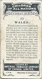 1924 Imperial Tobacco Children of All Nations (C6) #50 Wales Back