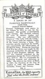 1937 Kensitas Builders of Empire #4 Florence Nightingale Back